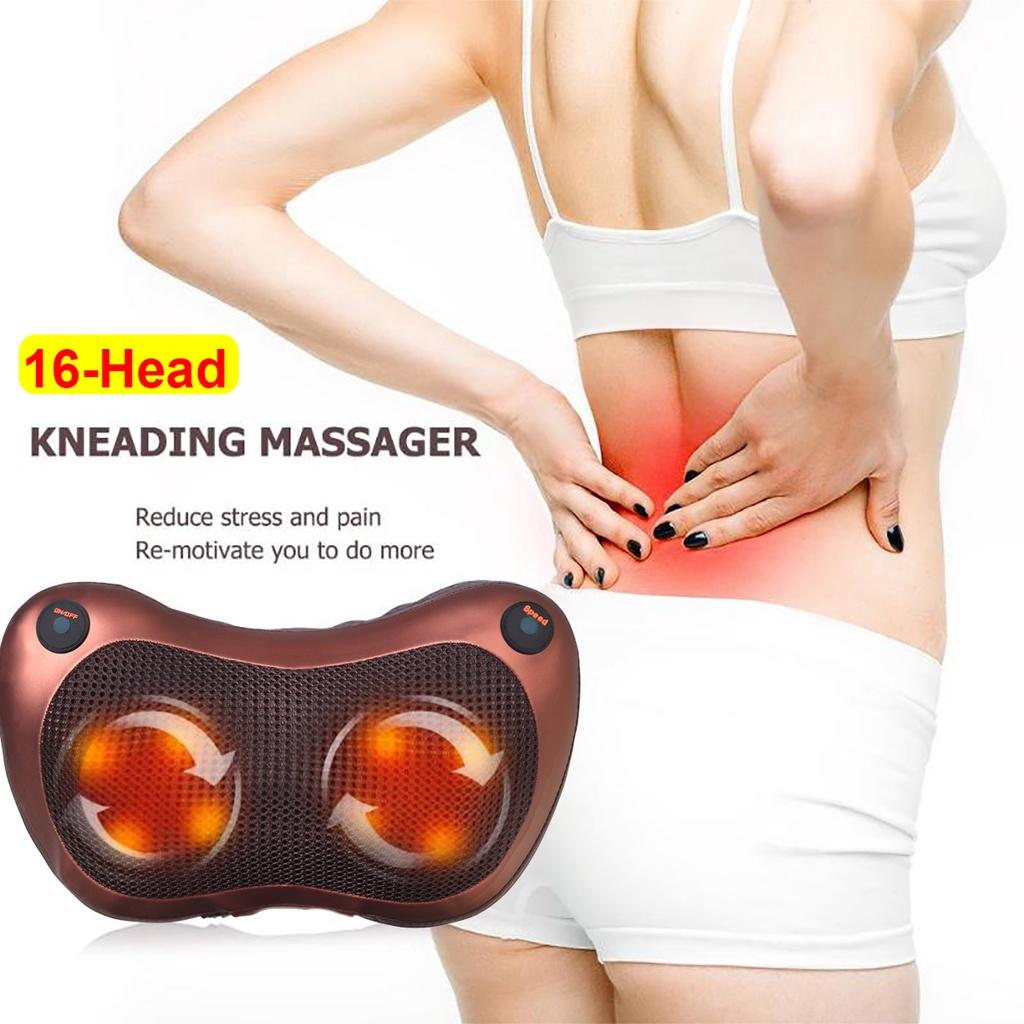 DC 12V Electric Massage Pillow Electric Shoulder Back Heating Kneading Infrared Therapy Pillow Shiatsu