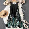 Summer New Style Sleeveless Printed Dress with A Fashionable Loose Round-necked Backless Design