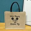 Snoopy Mickey Pattern Tote Bag With Cotton Linen Material For Daily Use And Trendy Casual Style