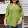 Women's Fashionable Casual Plus-Size V-Neck Button-Down Short-Sleeve Top