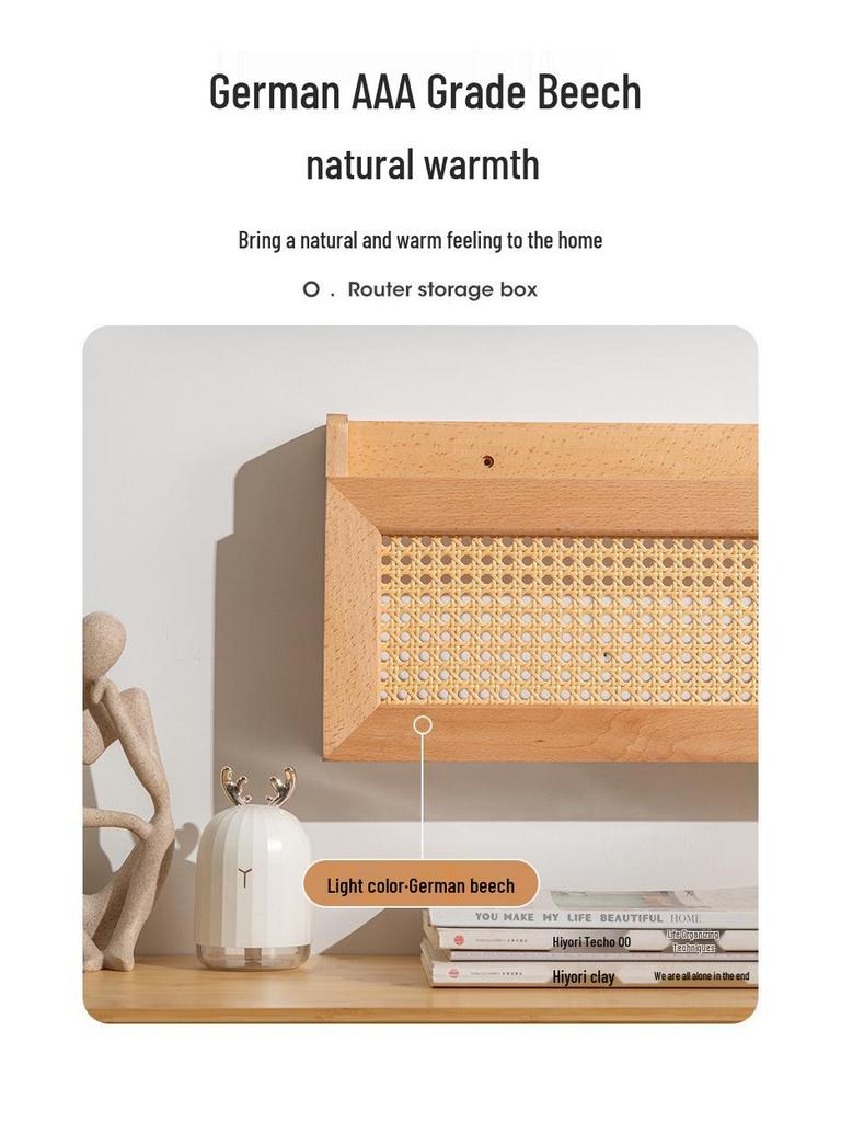 Wall-Mounted Wooden Router & Modem Storage Box: Power Strip Organizer & Socket Cover