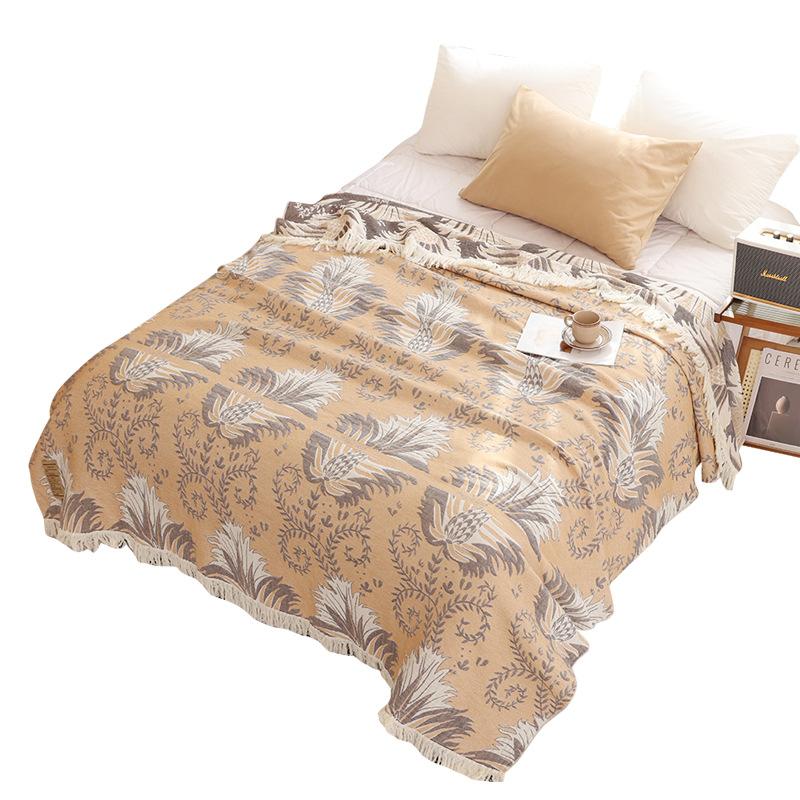 Neuer Stil, reine Baumwolle, Quaste, vierlagiges Gaze-Handtuch, Steppdecke, doppelte klimatisierte Decke, Baumwoll-Sofa-Handtuch, vier Jahreszeiten, Mittagspausen-Abdeckung, Decke