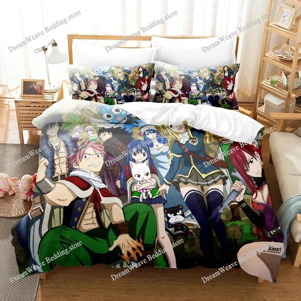 Fashion 3D Print Anime Bed Sheet Faity Tail Bedding Set Single Twin Full Queen King Size Bed Set Adult Kid Bedroom Duvet Cover