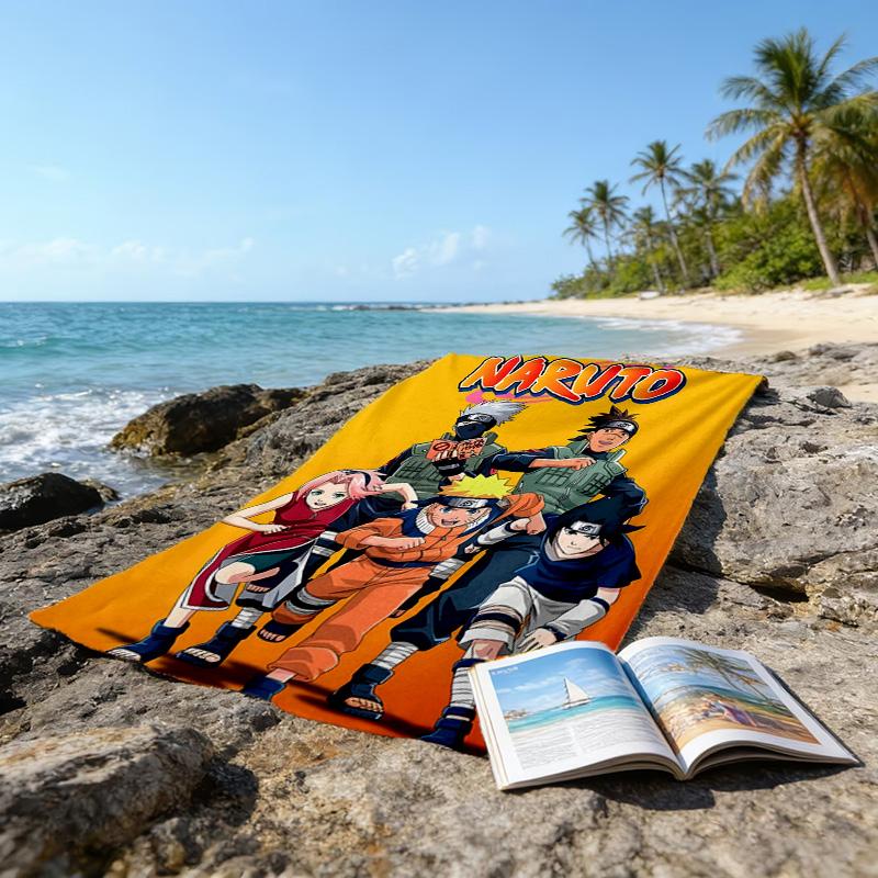 1pc NARUTO (3) Beach Towel, Beach and Seaside Swimming Pool Equipment, Fashion Pattern, Rectangular, Travel Essentials