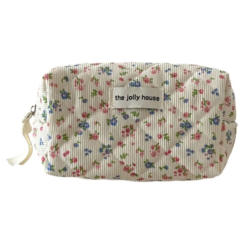 

Portable Cosmetic Bag With Flower Decoration Large Capacity Elegant Makeup Bags Storage Pouch For Travel And Daily Use