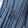 ZANZEA Women Casual Turn Down Collar Loose Long Sleeve Dress