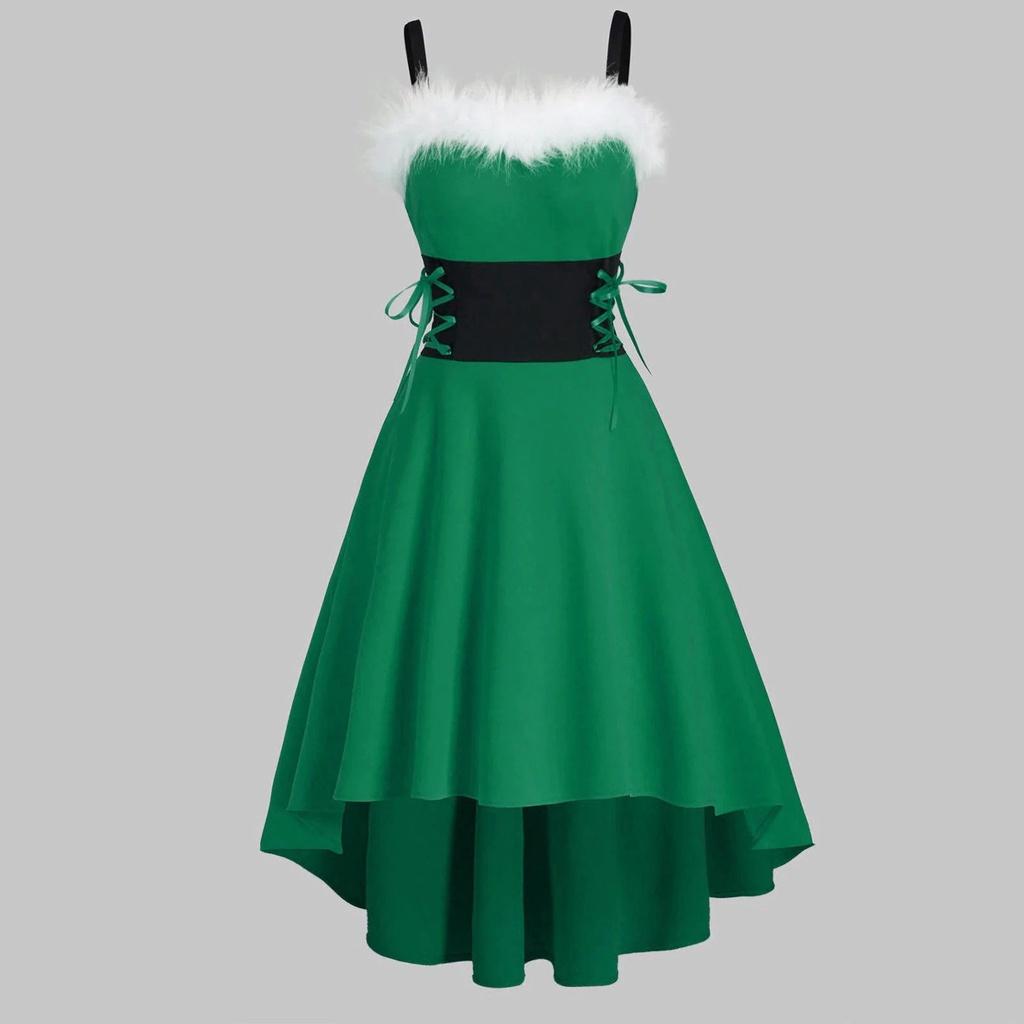 Mrs Santa Claus Christmas Dress Women Cosplay Party Costume Soft And Skin-touch Velvet Material