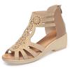 3.5cm Plus Size 35-43 Comfortable Genuine Leather Sandals Platform Shoes 2025 Med Block Heels Gladiator Sandals Office Mom