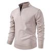 Men Sweatshirt Stand Collar Zipper Half Placket Long Sleeve Pullover Tops Solid Color
