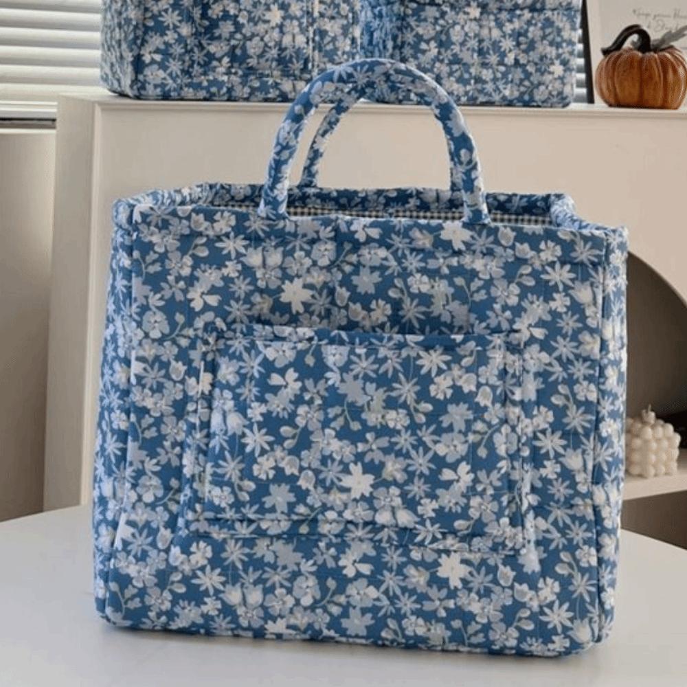 Floral Print Laundry Organizer with Side Pocket Miscellaneous Storage Basket  Shopping