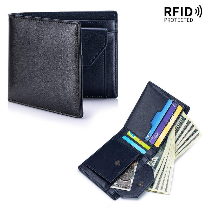 

Leather Folding Short Men s Wallet RFID Multifunctional Wallet Large Capacity First Layer Cowhide Business Change Bag