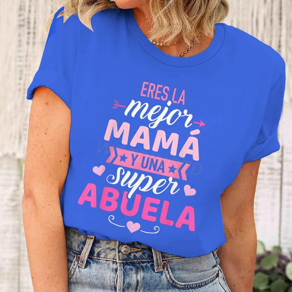 Mom Grandma Matching Tshirt Pink White Print Short Sleeve Top Best Mom Super Grandma Casual Daily Wear Top Unisex