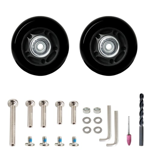 Set of 2 Suitcase Tire Replacement Kit, Quiet Caster Repair Kit for Carry-on Bags and Suitcases, DIY Replacement, Compatible with 6 and 8 Axle Holes