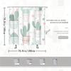 1pc Cactus & Plant Shower Curtain - Pastel Pots, Heart Background, Vintage Style, 70x70", Polyester, 12 Hooks, Washable