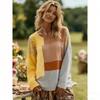 Fashion Splicing Colors Flower Print Women's T-shirt Pullover Europe America Women Long Sleeve Clothing Outdoor Casual Tees Top