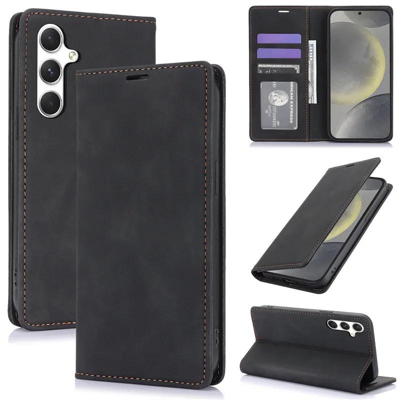 

Retor Magnetic Leather Wallet Card Phone Case for Samsung Galaxy S25 Edge S24 Plus S23 Ultra S22 S21 S20 FE S10 S9 Flip Cover (Samsung S9 Plus)