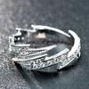 Punk Hip Hop Silver Color Zircon Lightning Open Rings for Men Fashion Jewelry Gift Creative Adjustable Ring