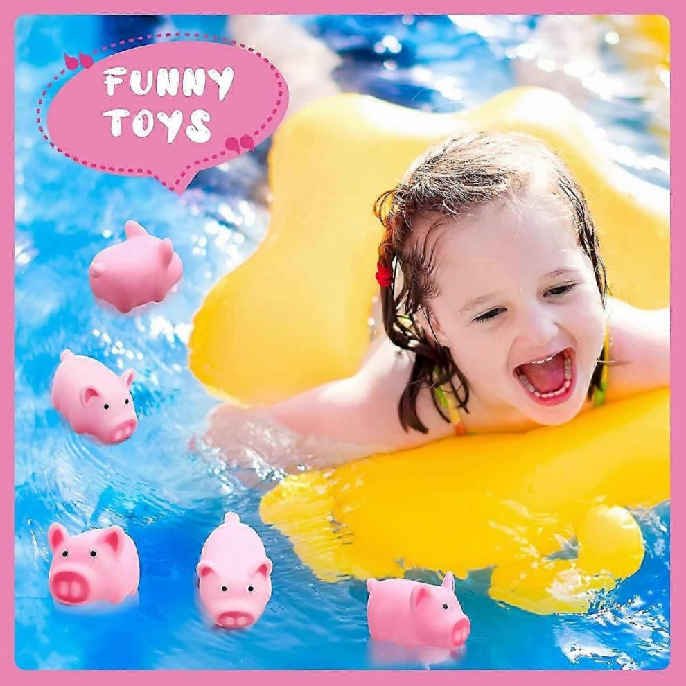 50 Pcs Pink Rubber Pig Bath Toys Bulk, Mini Squeaky Piggy Floats for Baby Shower Halloween Christmas Party Birthday Gift