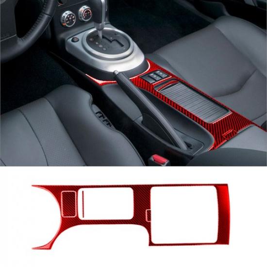 4Pcs For Nissan 350Z 2006-2009 Red Carbon Fiber Central Console Panel Cover Trim