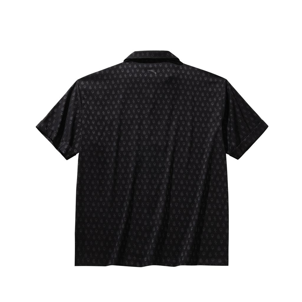 Anta Classic Fashion Trendy Retro Minimalist Comfortable Casual Round Neck Pullover Loose Short Sleeve Shirt Unisex shirts Black 172621112-2