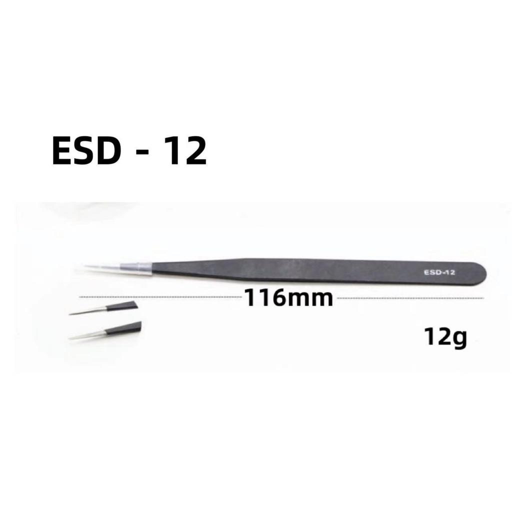 Black Anti-static Stainless Steel Bent Tip Tweezers Set for Nail Art, Journaling, and Household Use