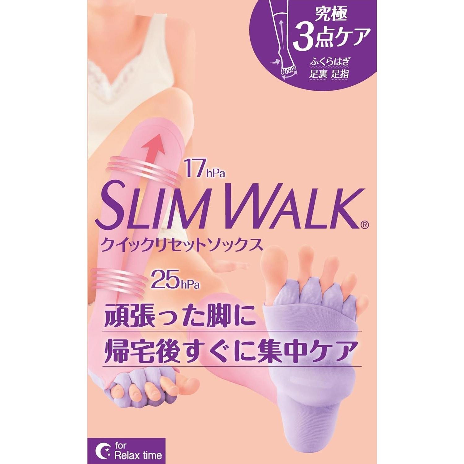 Slim Walk Compression Socks Quick Reset S-M Pink Purple Home Use AskDoctors Calf Foot Sole Toes