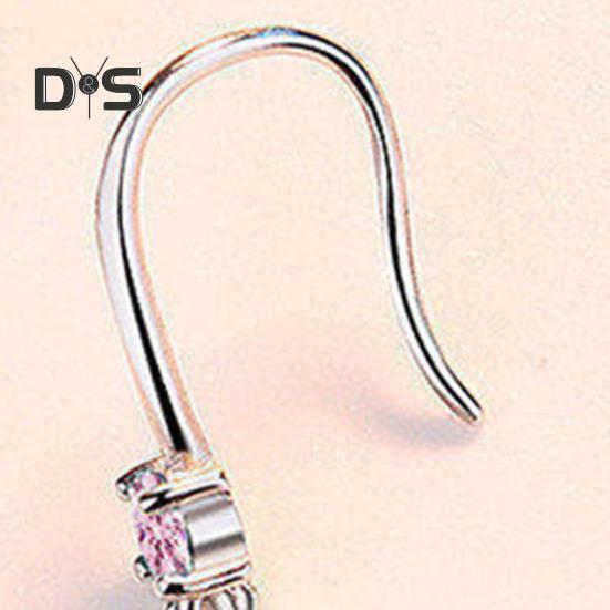 1 Pair Korean Style Hook Earrings Dolphin Design Shiny Rhinestones Drop Earrings Women Mid-length Earrings