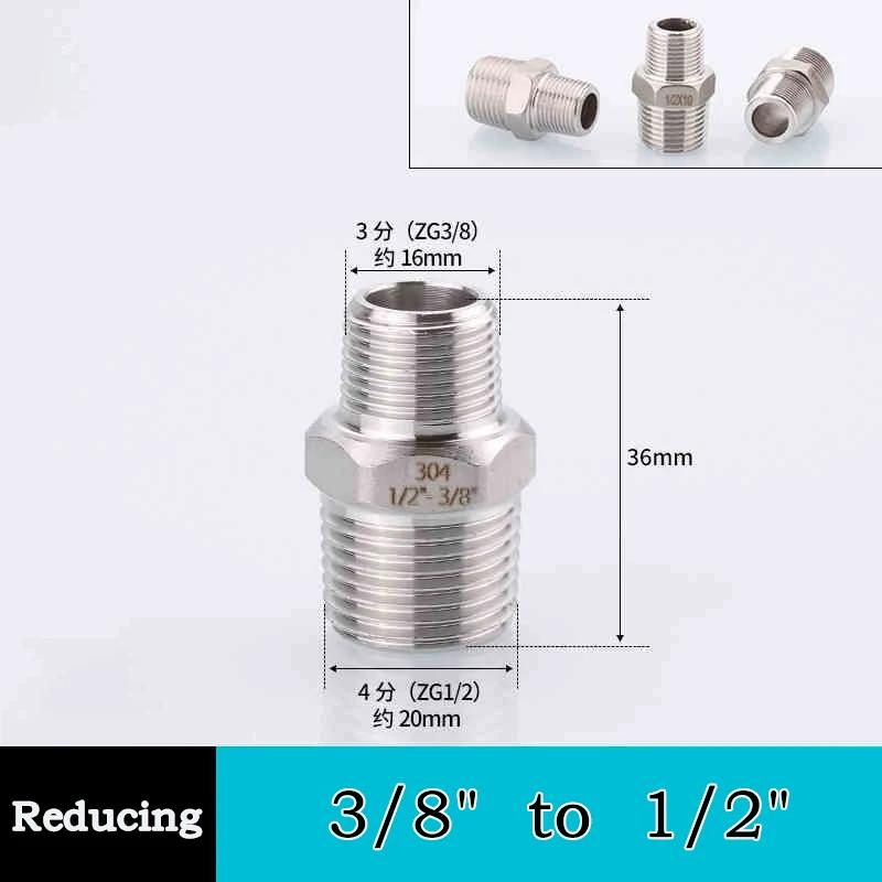 10pc 304 Stainless Steel Hexagonal Outer Wire Double Headed Straight Through Coupling Threaded Pipe Male Thread Hex Nipple Union