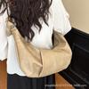 Korean Glossy Bag Women's 2025 New Lazy Wind Pleated Dumpling Bag Large Capacity Trendy Shoulder Messenger Bag