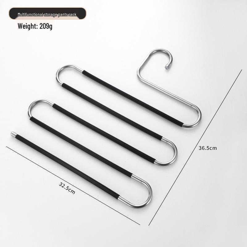 Stainless Steel S-Shaped Multi-Layer Folding Pants Hanger - Non-Slip, No-Trace Storage Solution for Home and Dormitory.