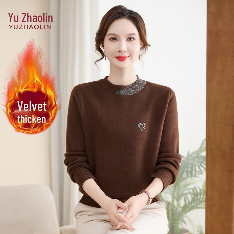 YUZHAOLIN Women's Plus Velvet Warm Knit Sweater