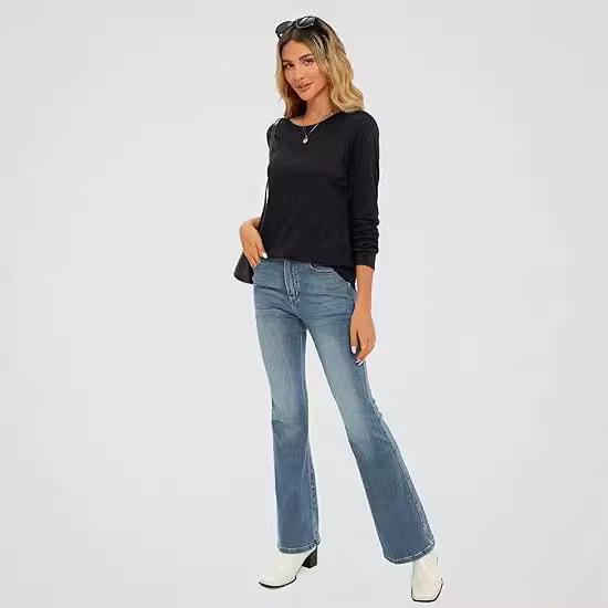 2024 Women's Long-Sleeved Loose Round Neck Pullover Casual Basic T-shirt