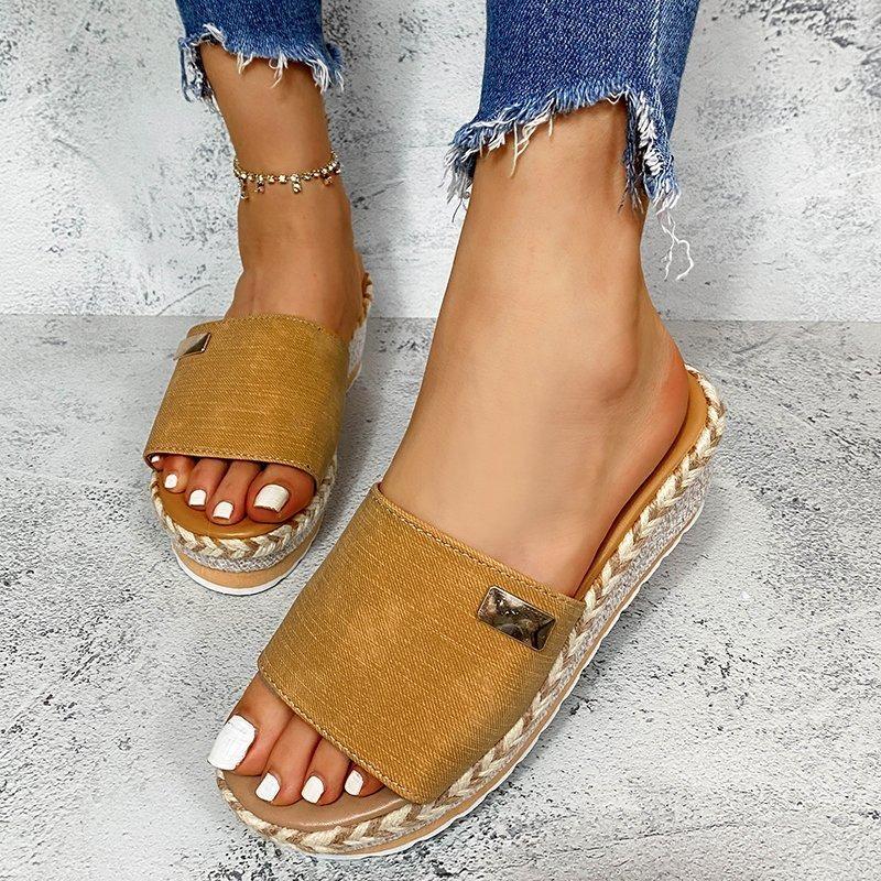 New Solid Summer Wedge Plus Size Women's Fashion Sandals for Women's One-Line Wear