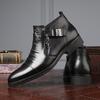 Men's Autumn/Winter Business Casual Leather Shoes with Lion Head Zipper – High & Low Top, Pointed Style