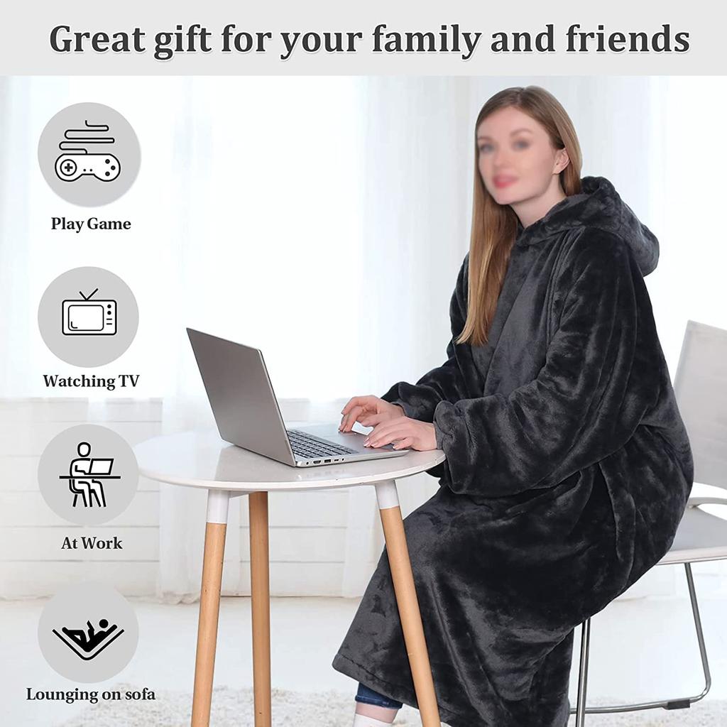 AISHITE Room Wearable Warm Boa Maxi Long Thick Dress, Blanket, Pajamas, Negligee, Length, Length, Fluffy, Simple, Blanket, Winter, Unisex, Women's,