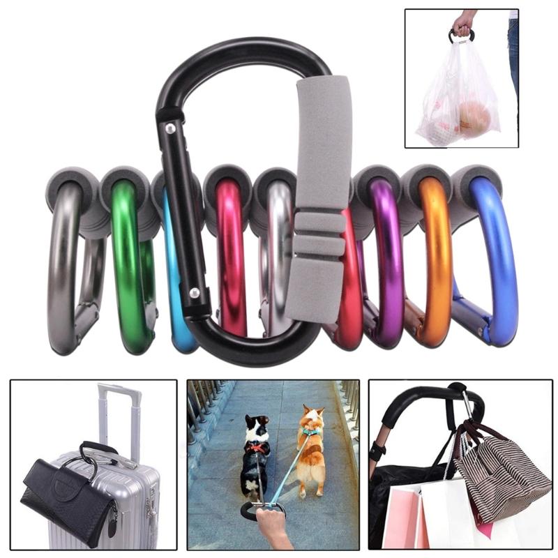 Aluminum Alloys Sponges Shopping Hook D Shaped Carabiner Shopping Bag Hook Clip