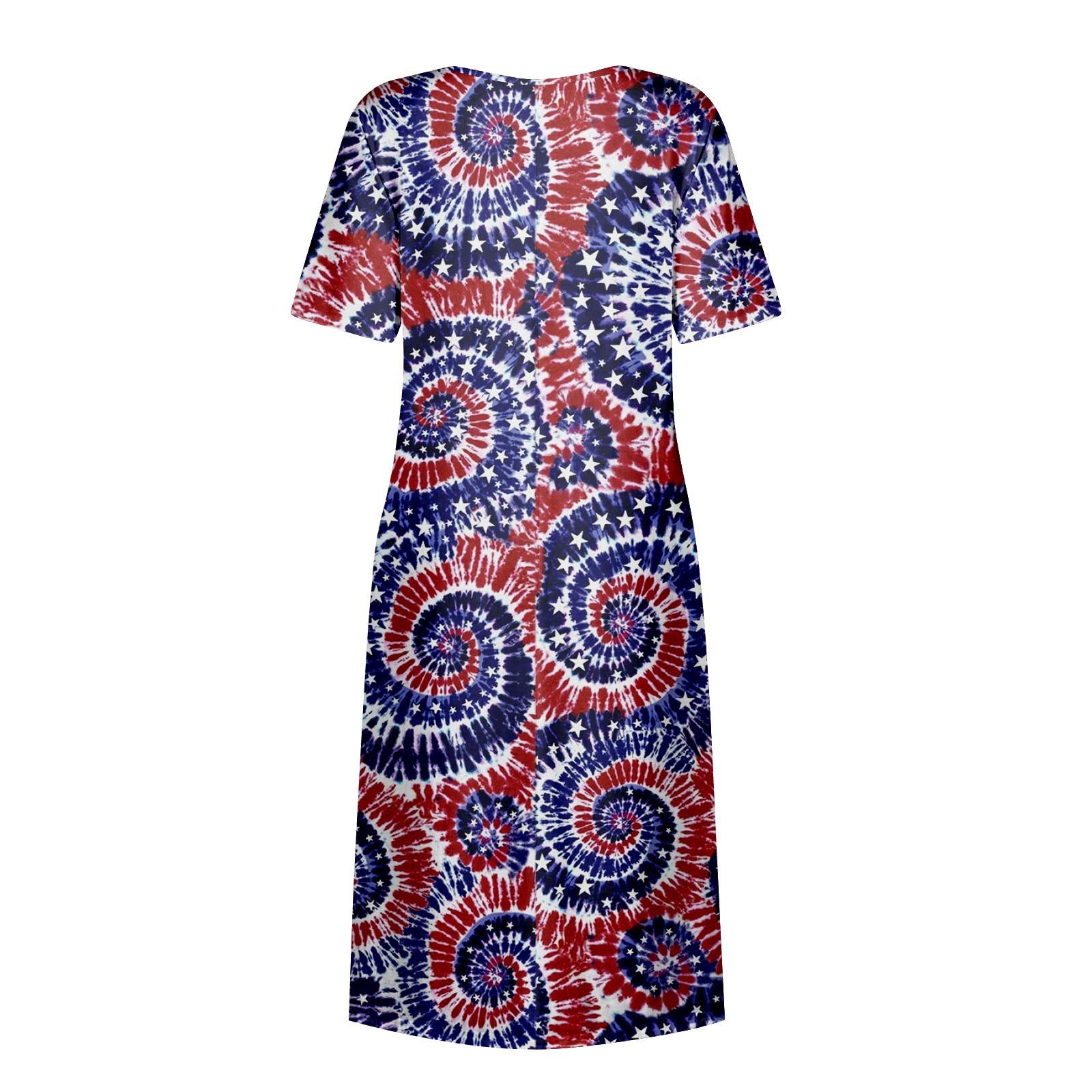 Женское летнее повседневное модное платье с коротким рукавом и карманом на День — фото 5