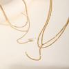 Stainless Steel Y-shaped Tassel Necklace for Women,Gold Color Double-layer Chain Necklace Waterproof Jewelry Gift