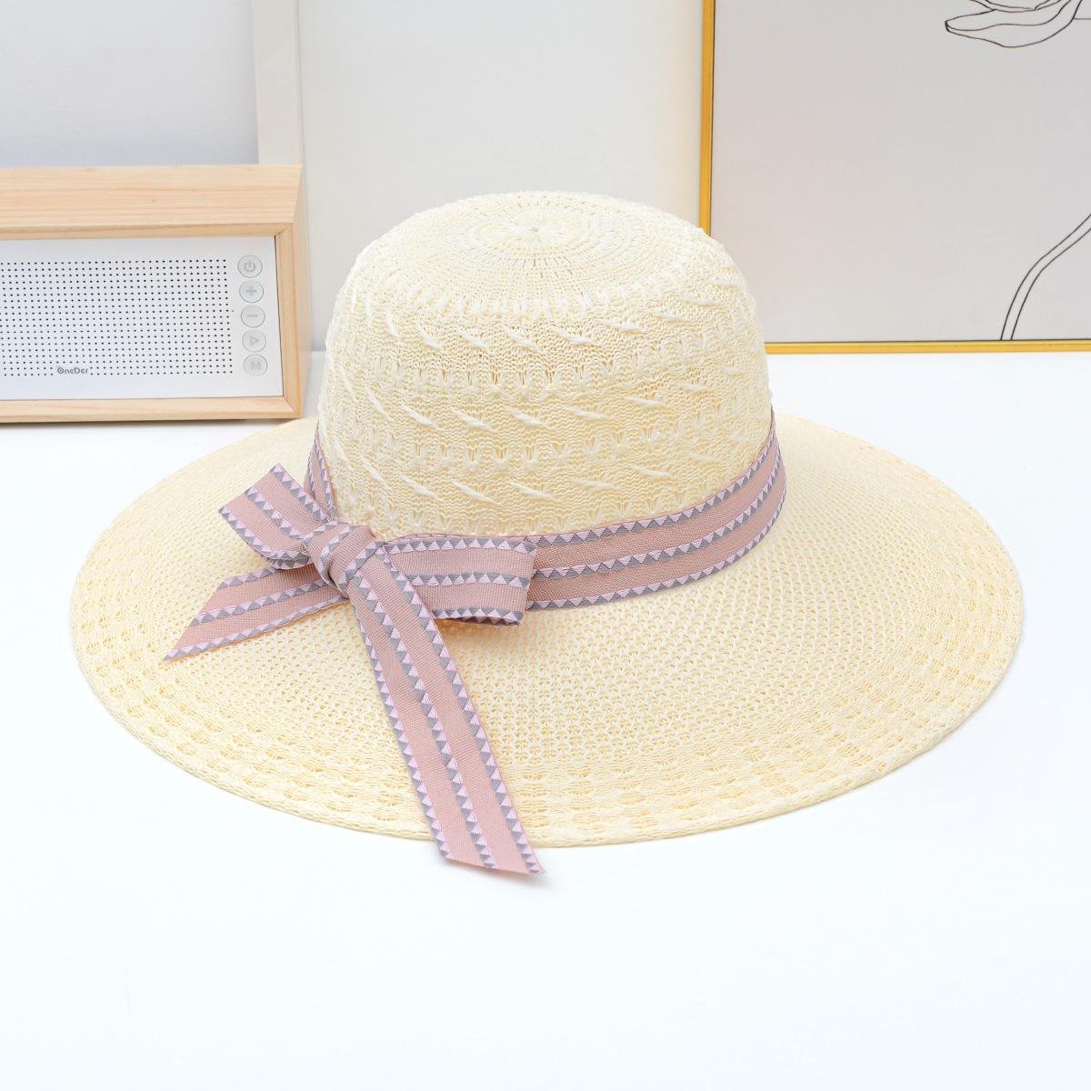 

Новая женская пляжная шляпа от солнца, универсальная соломенная шляпа с защитой от солнца и солнцезащитным козырьком с большими полями, защита от ультрафиолета, классная шляпа One Size бежевый