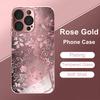 Cute Floral Pattern Pink Metallic Tempered Glass Phone Case For iPhone 11 12 13 14 15 16 17 Pro Max 15 Plus 17 Air 16E Cover