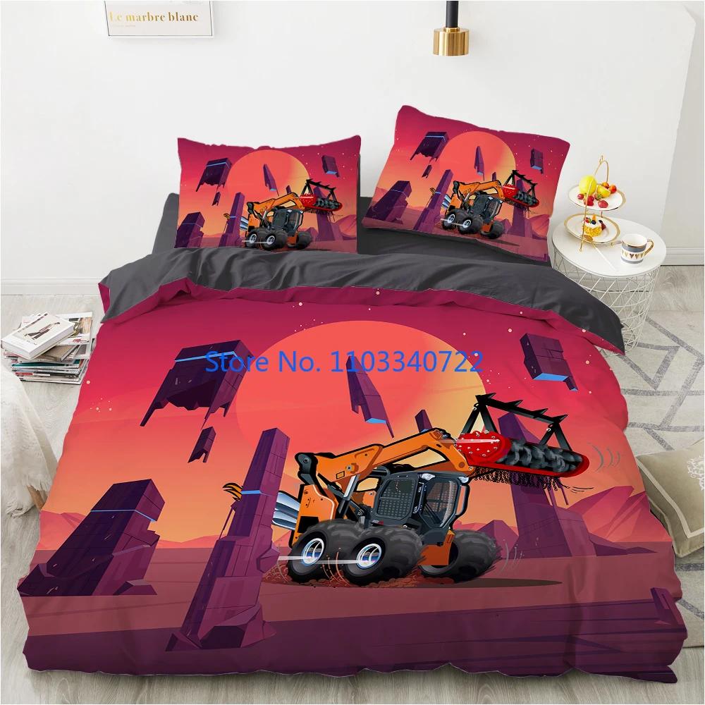 Cartoon Car King Queen Duvet Cover Cute Red Toy Sports Cars Bedding Set Kids Police Car Fire Truck Bedclothes Children Bedroom