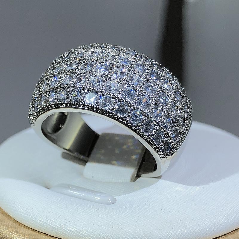 Bagues d'Éternité de Mariage de Luxe en Cuivre Sterling avec Zirconium pour Hommes Bague de Promesse de Fiançailles en Cristal CZ