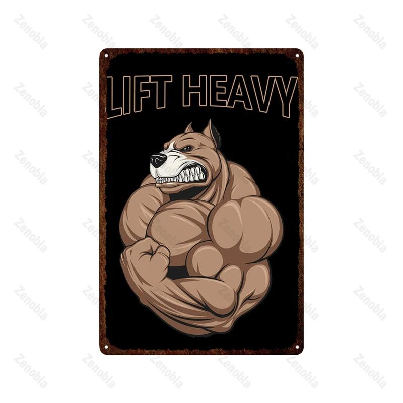 Trening Mięśni Fitness Metalowy Znak Podnoszenie Ciężarów Boks Sport Metalowa Tablica Tabliczki Sztuka Podnoś Ciężkie Blaszane Plakaty Siłownia Bar Wystrój Domu