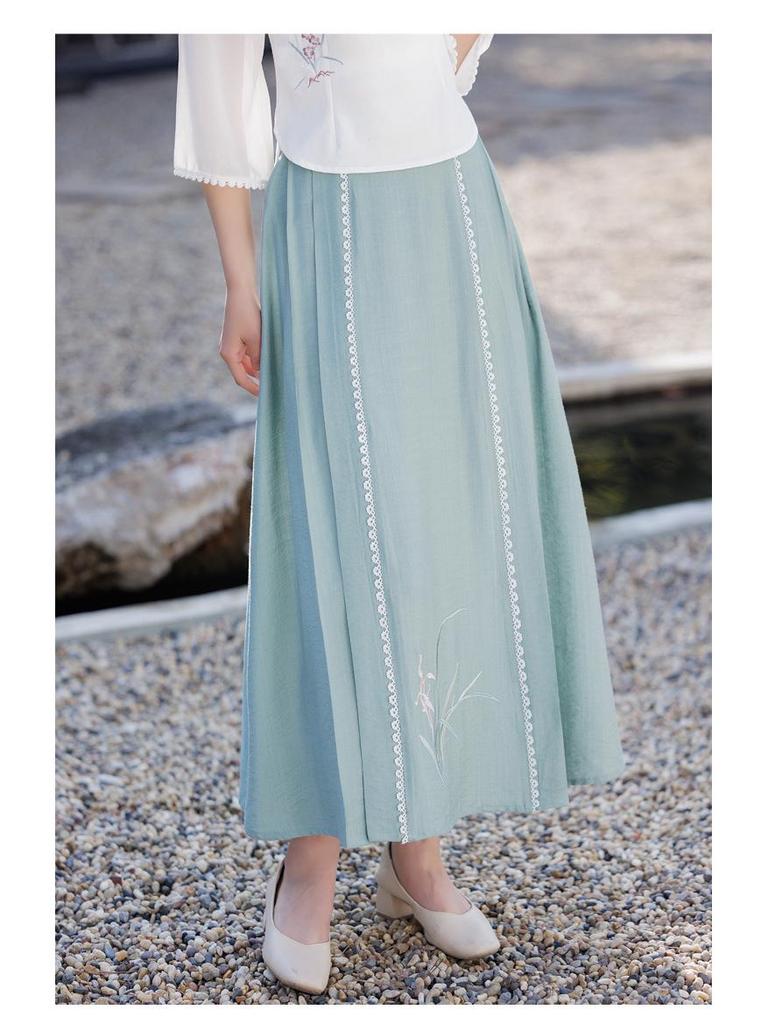 Republic of China Style Women's Retro Embroidered Cotton-Linen Hanfu Zen Tea Suit