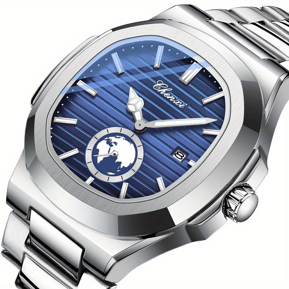 Luxury Brand Business Men's Watches Fashion Blue Dial Auto Date Quartz Wristwatches Men Casual Sports Watches  Erkek Kol Saati
