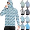Men's Casual Hooded Long Sleeve Sun Protection Shirt Lightweight Breathable Fabric Quick Dry Outdoor Top with Camouflage Print
