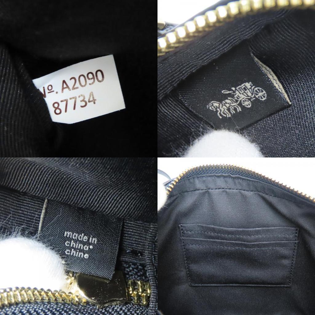 Used COACH Shoulder Bag Pochette 87734 Leather Black Mini