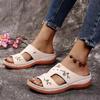 Women Slippers Embroider Flowers Leather Woman Sandals 2026 Outdoor Light Casual Wedges Slippers Slip on Summer Shoes for Women
