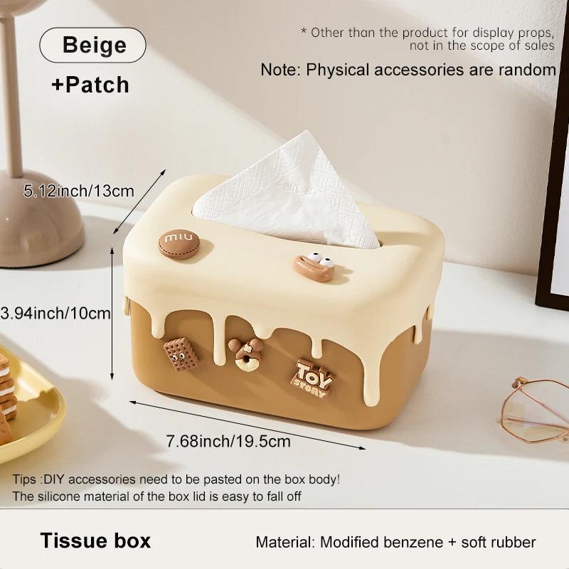 UFORU Cream Cake Tissue Box Living Room High-grade Light Luxury Art Exquisite Creative Table Storage Paper Box Tissue Dispenser