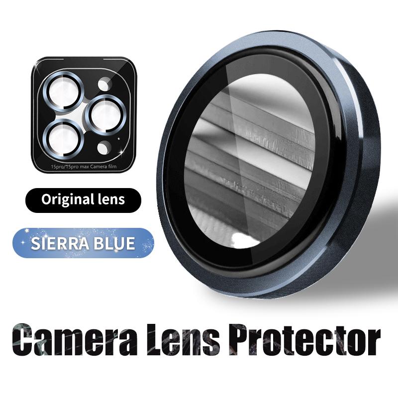 1Set Camera Lens Protector Metal Ring For iPhone 16 15 14 13 12 11 Pro Max 16 Plus 13 12 mini Full Cover Camera Tempered Glass Protective film